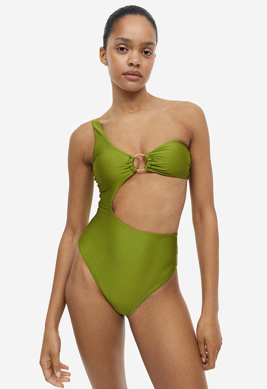 H&M - High-leg cut-out swimsuit - green