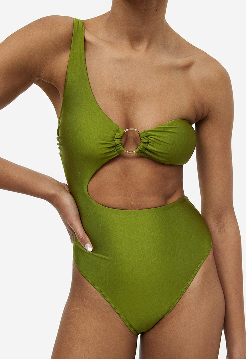 H&M - High-leg cut-out swimsuit - green