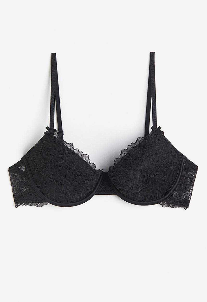 H&M - Lace push-up bra - black