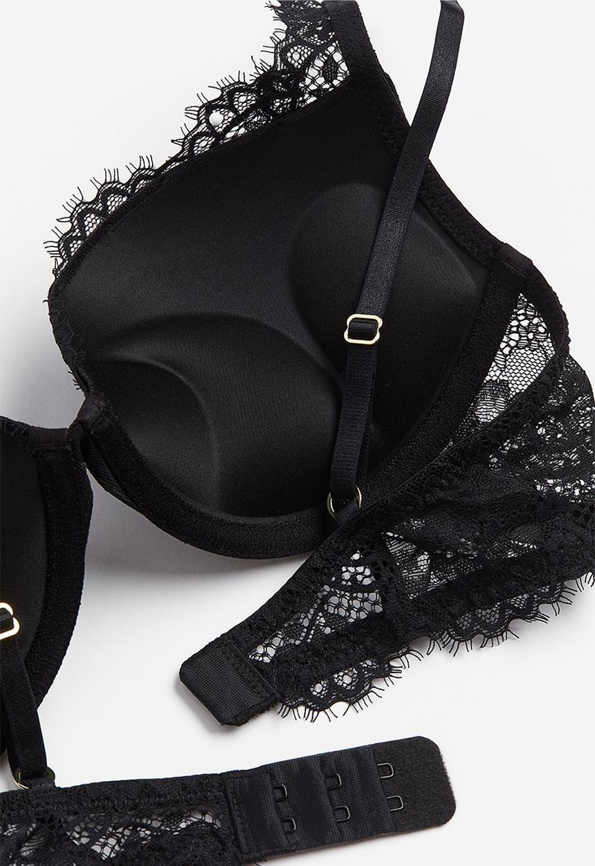 H&M - Lace super push-up bra - black