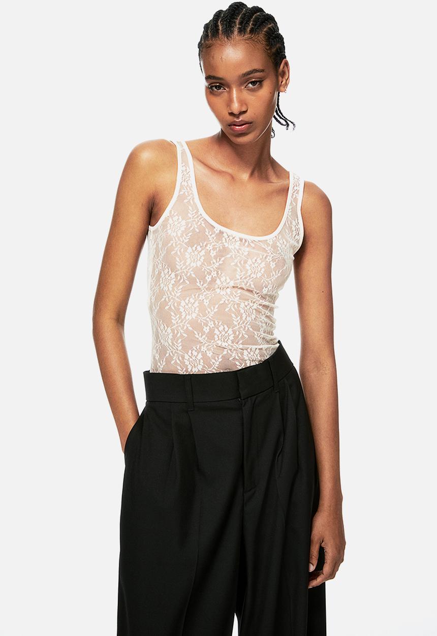 H&M - Lace thong body - beige