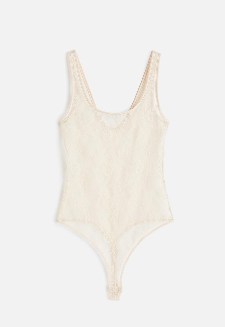 H&M - Lace thong body - beige
