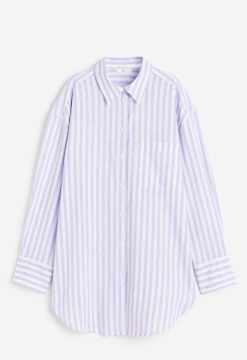 H&M - Linen-blend shirt - lilac striped