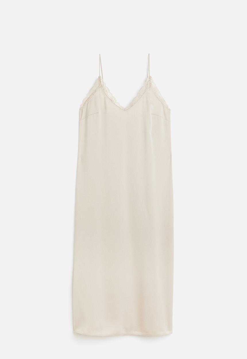 H&M - Lace-trimmed slip dress - beige