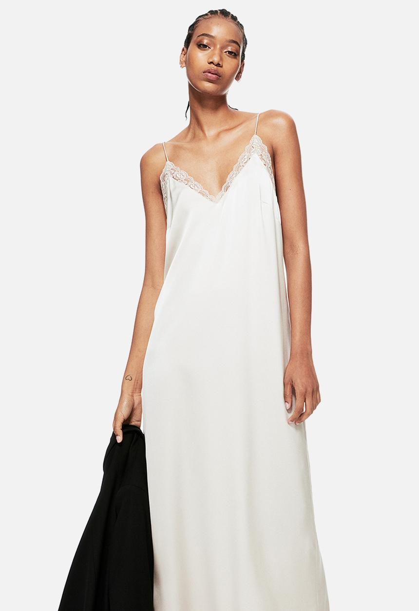 H&M - Lace-trimmed slip dress - beige
