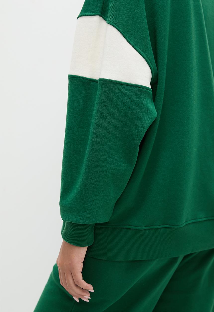 Blake - Crew collegiate sweat top - white/emerald
