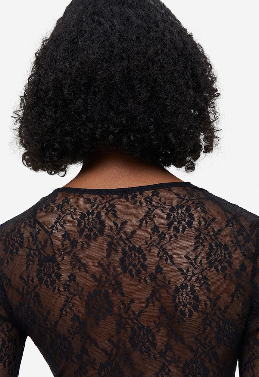H&M - Lace thong body - black
