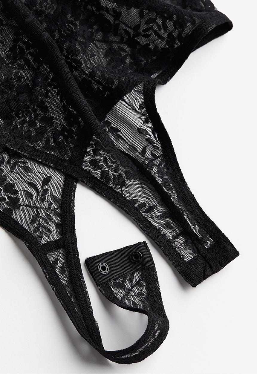 H&M - Lace thong body - black