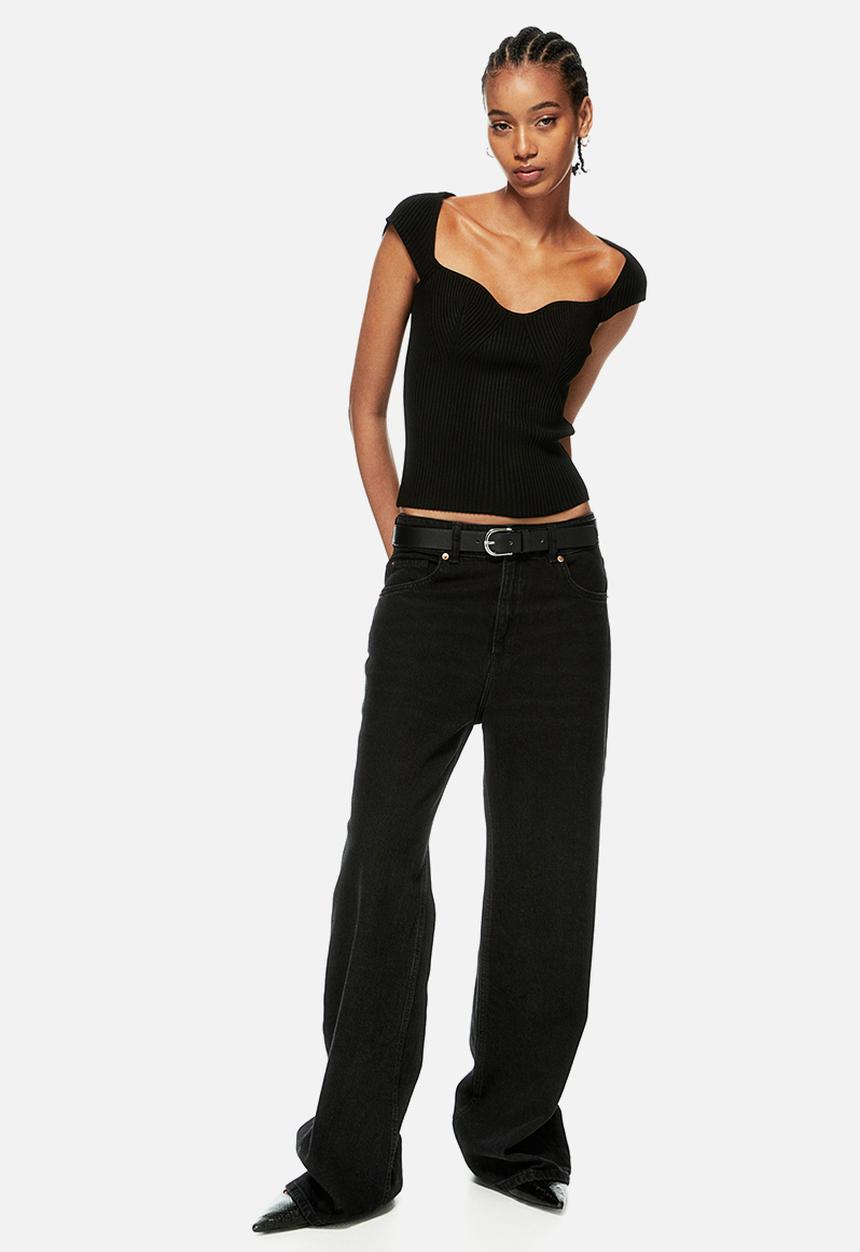 H&M - Rib-knit top - black