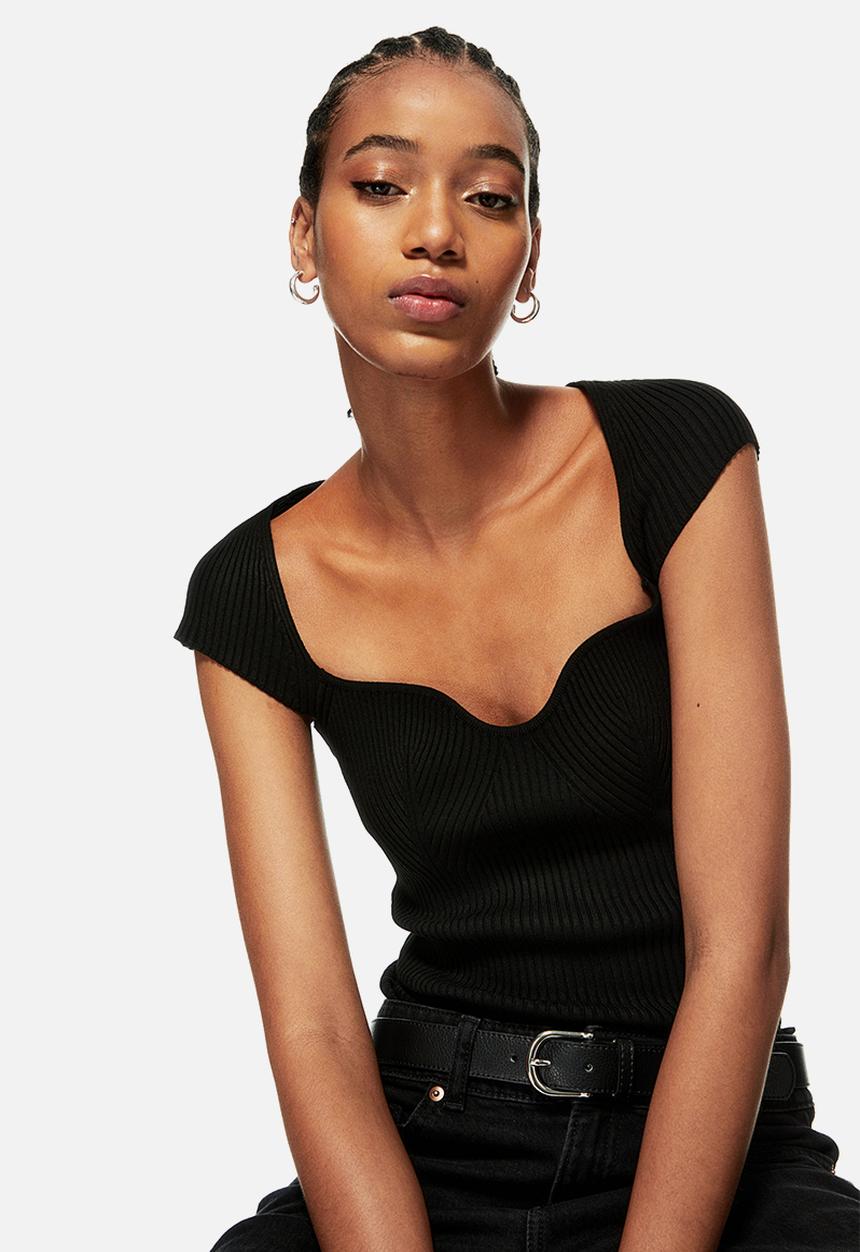H&M - Rib-knit top - black
