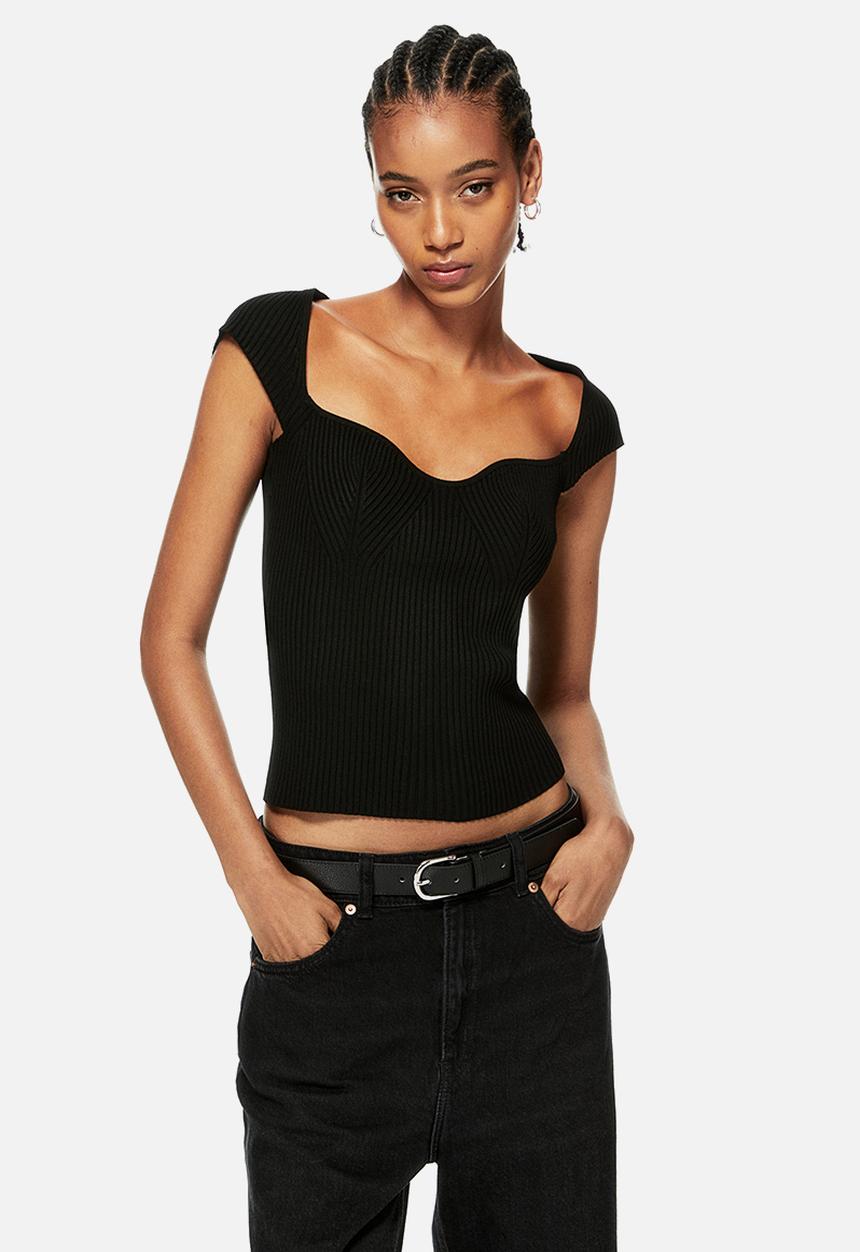 H&M - Rib-knit top - black