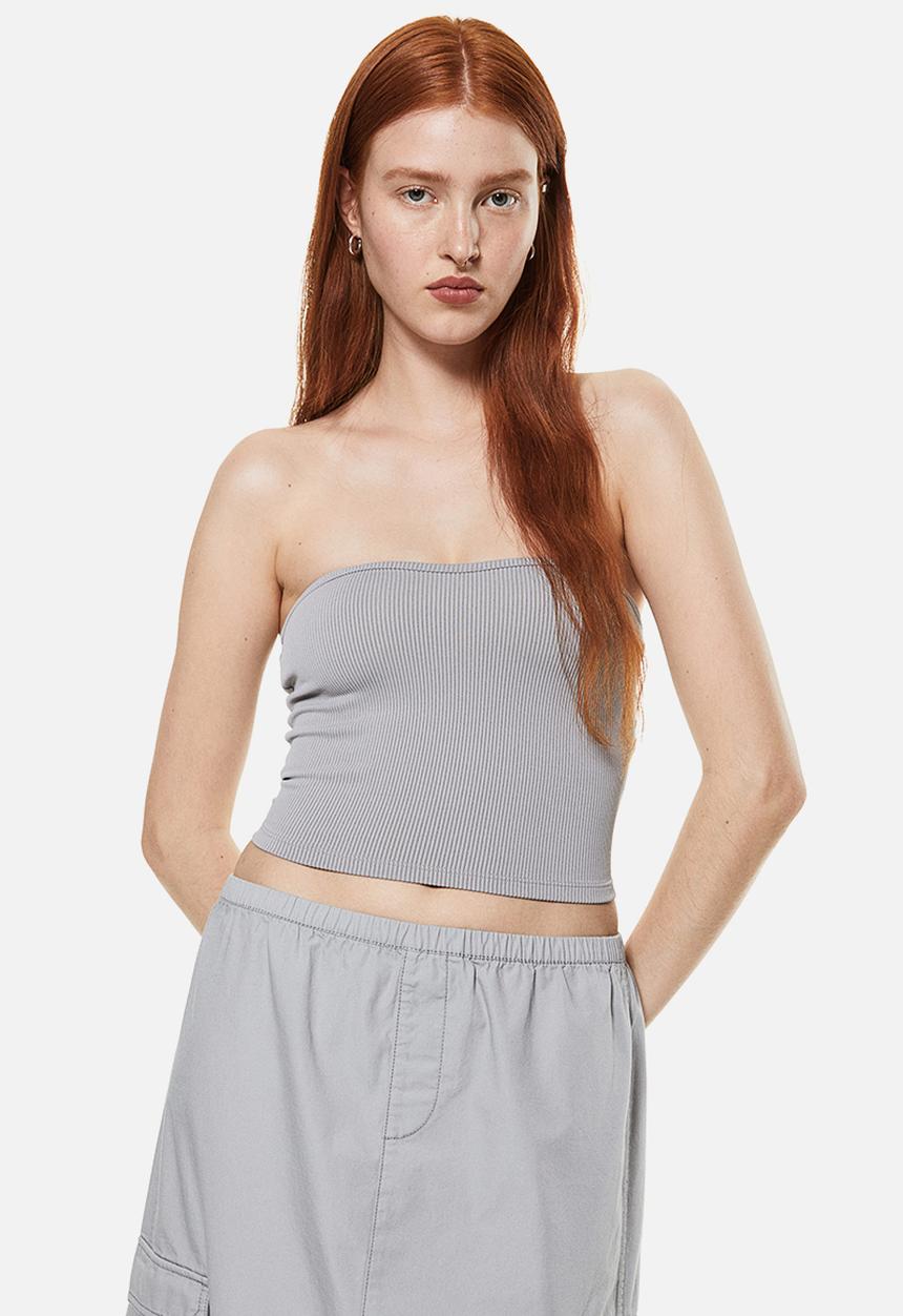 H&M - Ribbed bandeau top - grey
