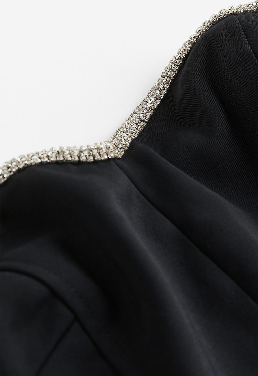 H&M - Rhinestone-trim bustier top - black