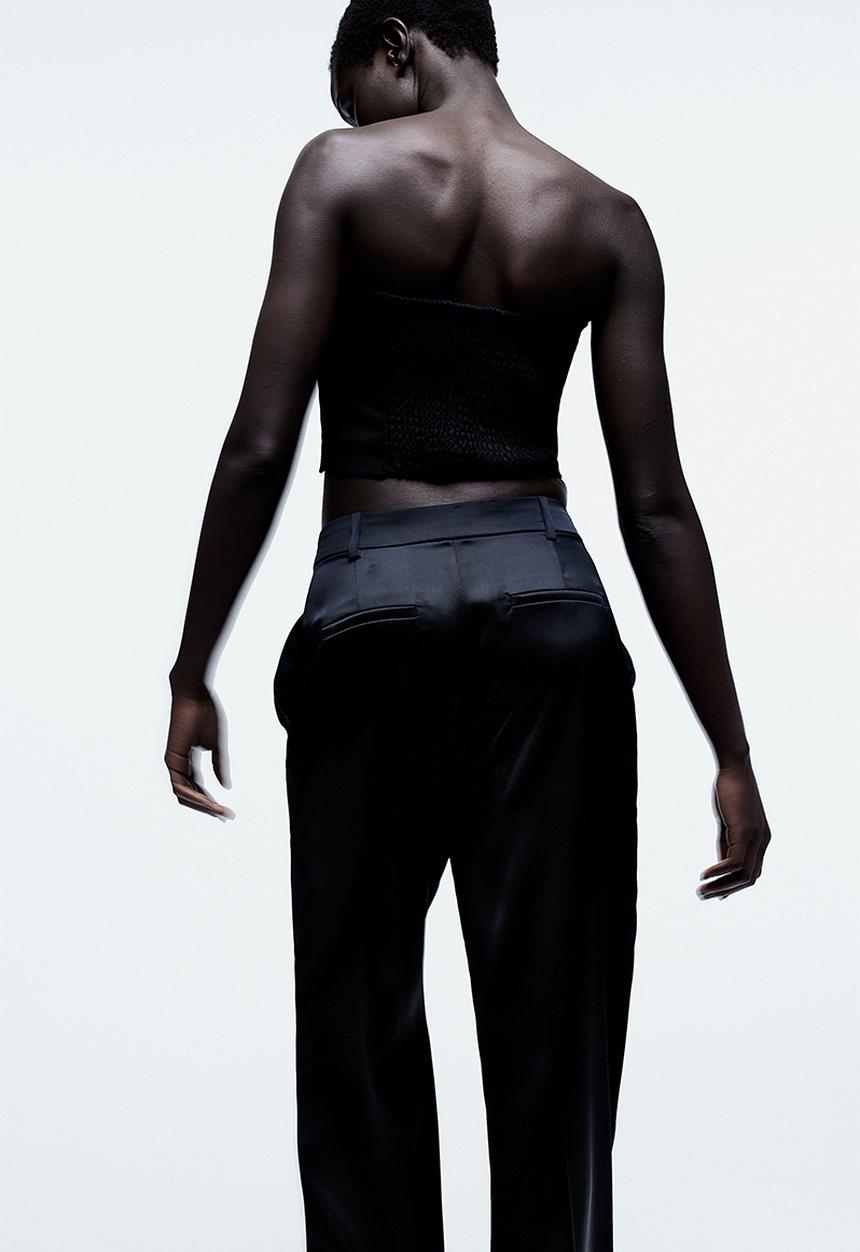 H&M - Rhinestone-trim bustier top - black