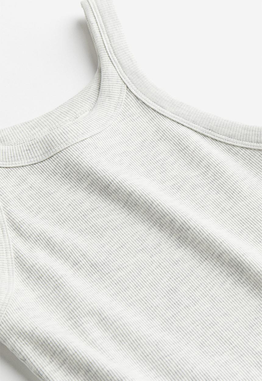 H&M - Ribbed vest top - light grey marl