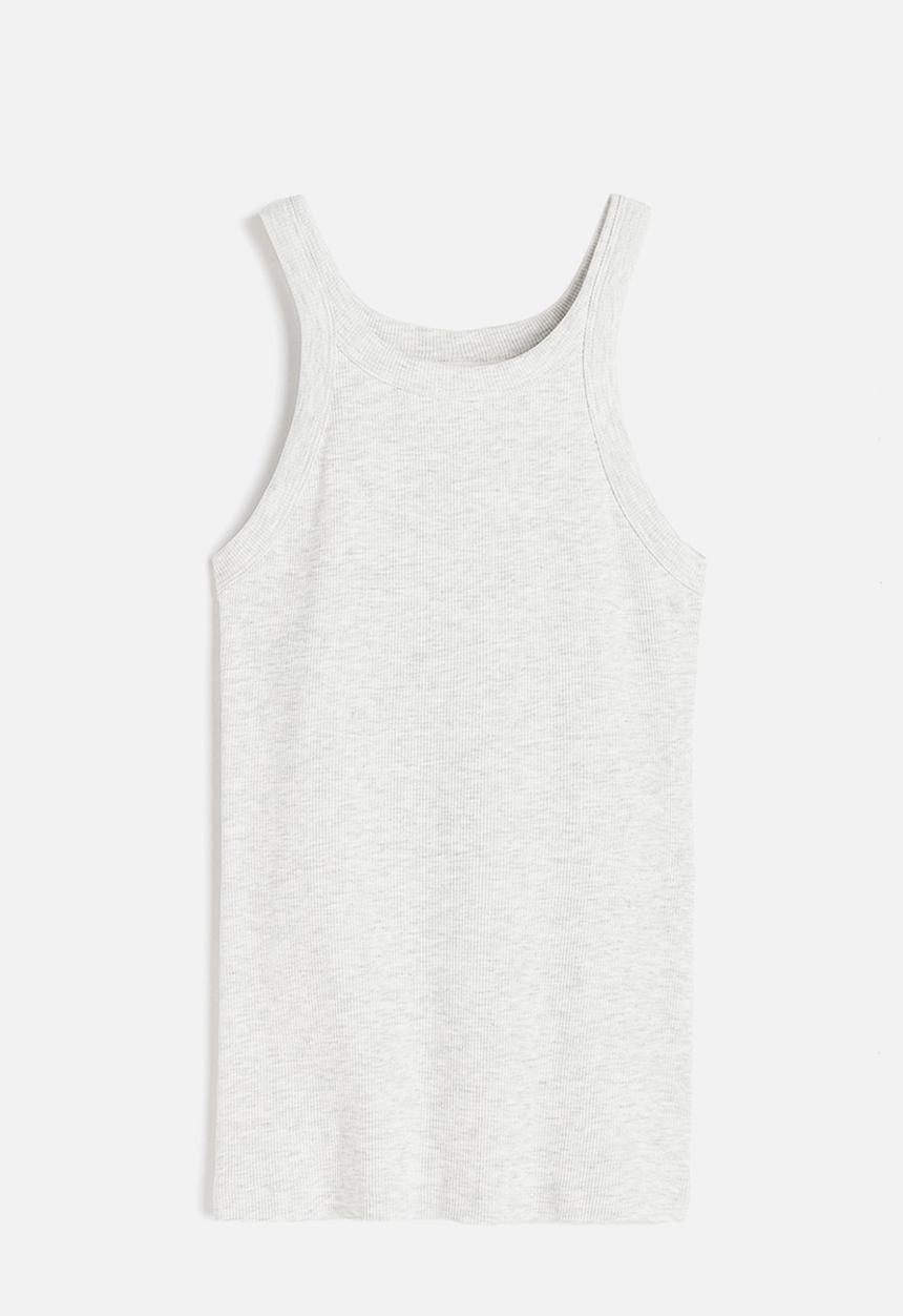 H&M - Ribbed vest top - light grey marl