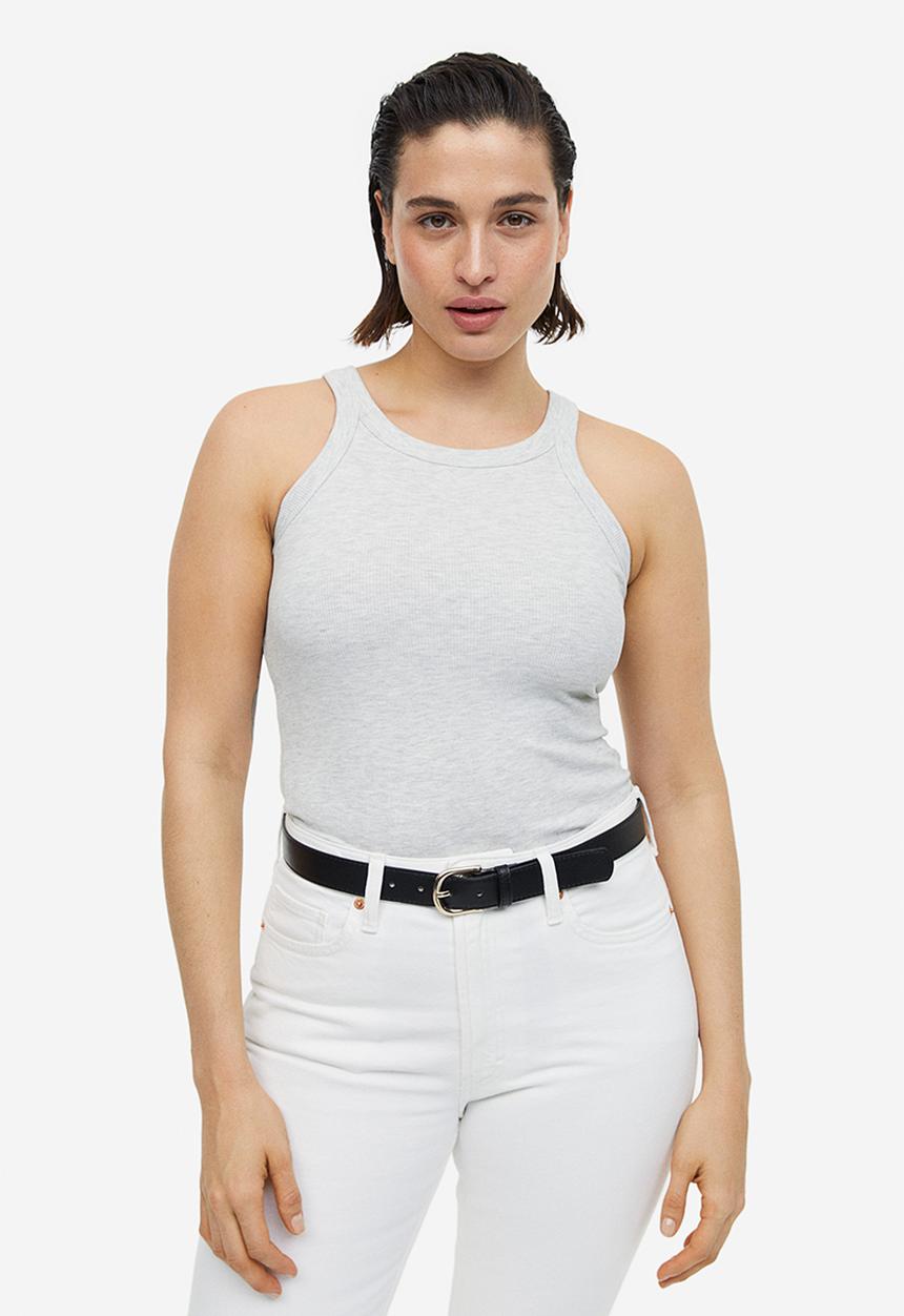 H&M - Ribbed vest top - light grey marl