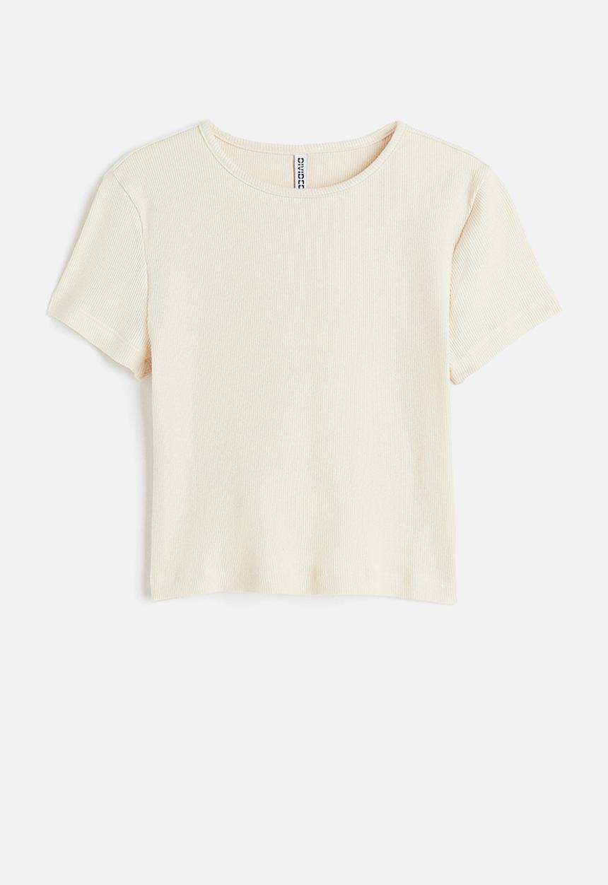 H&M - Ribbed cropped top - beige