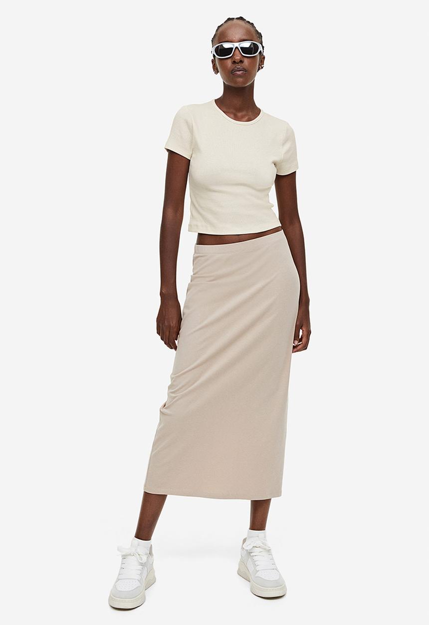 H&M - Ribbed cropped top - beige