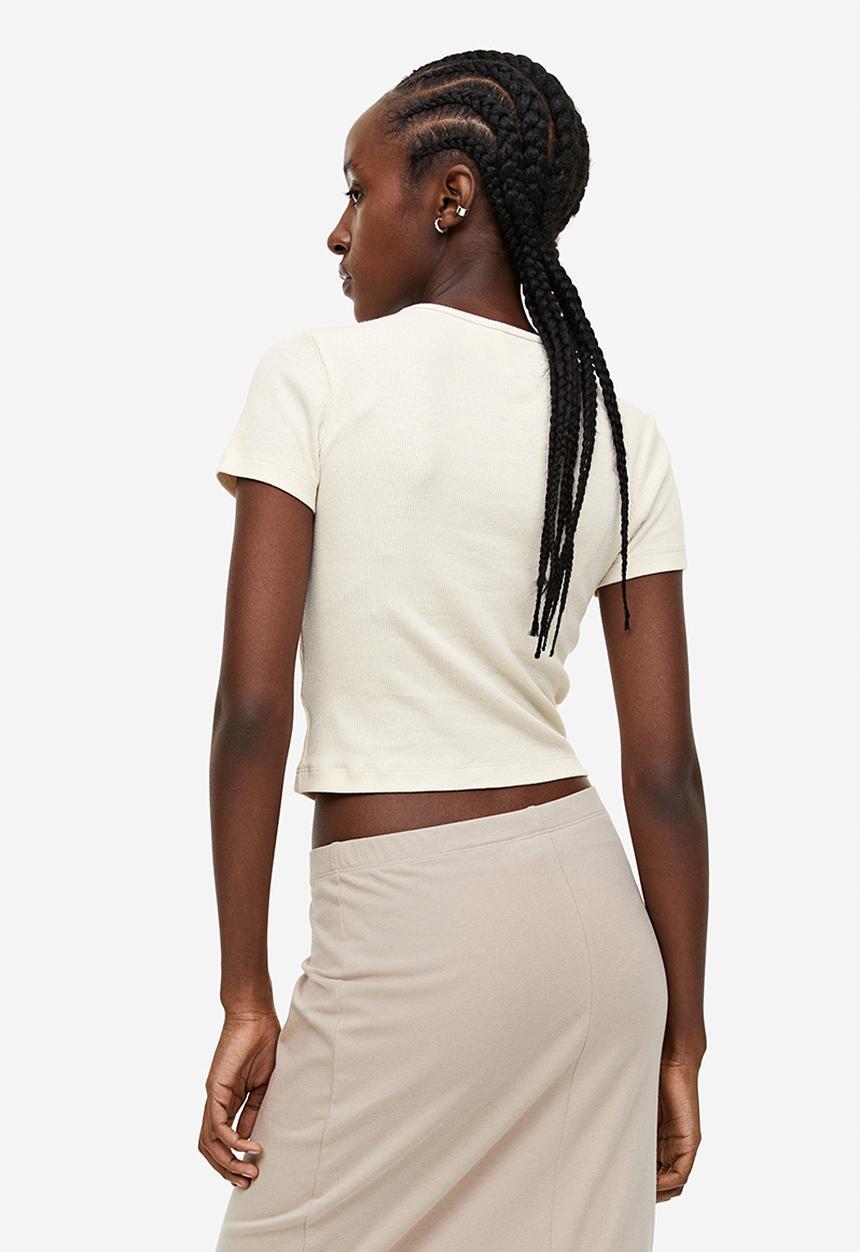 H&M - Ribbed cropped top - beige