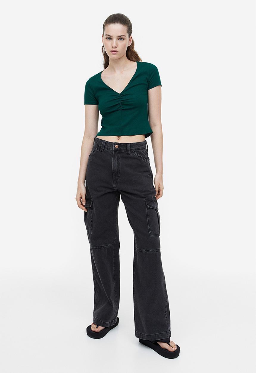 H&M - Ribbed top - dark green
