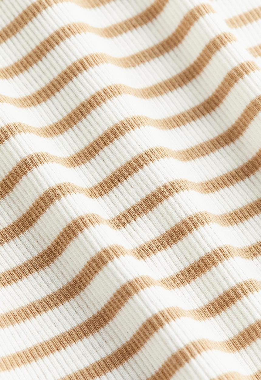 H&M - Ribbed modal-blend t-shirt - white/beige striped
