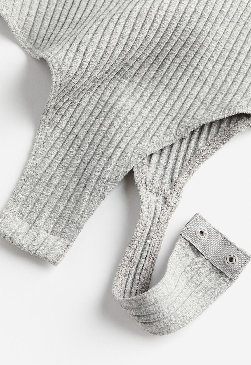 H&M - Ribbed thong body - grey marl