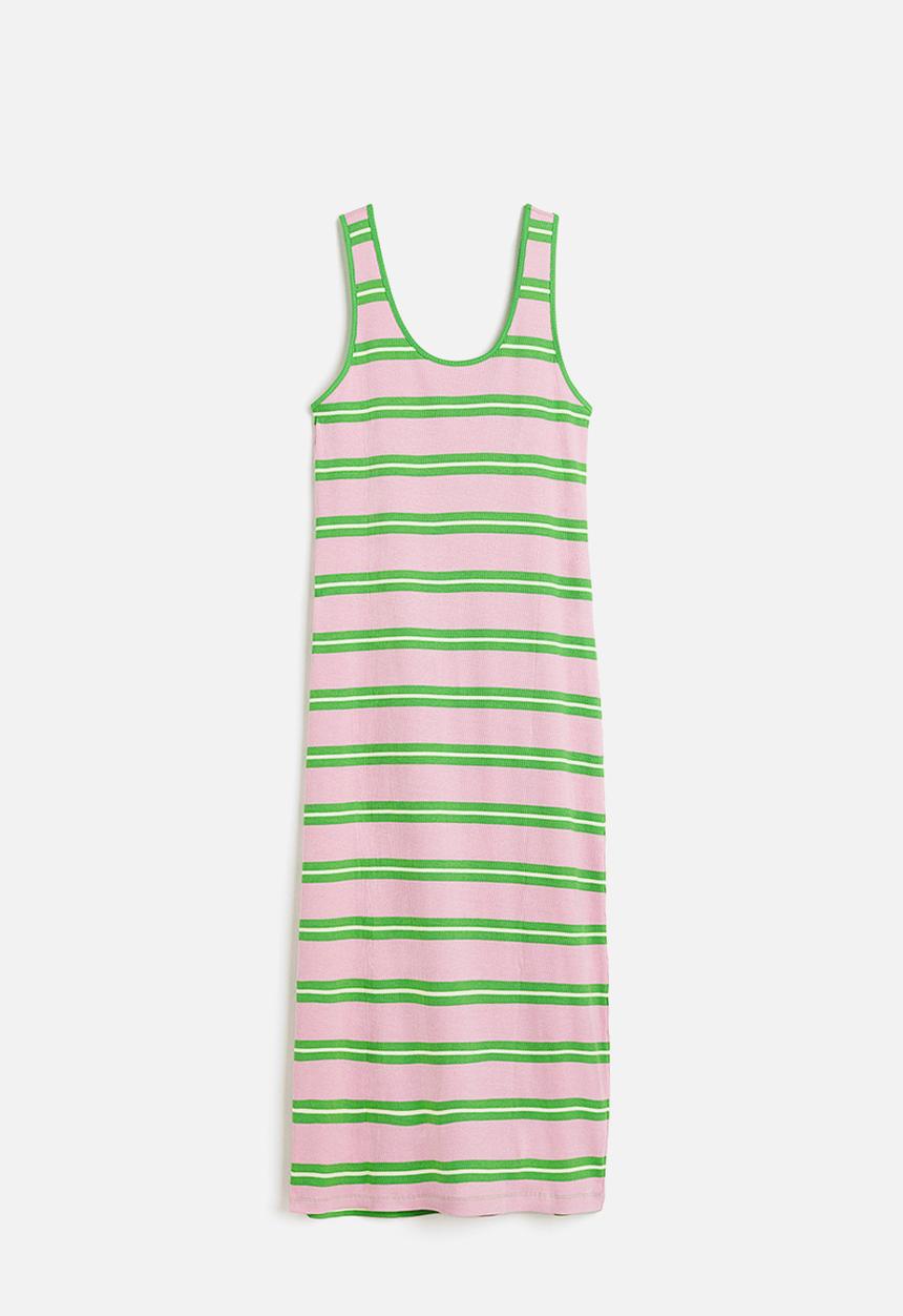 H&M - Ribbed dress - light pink/green striped