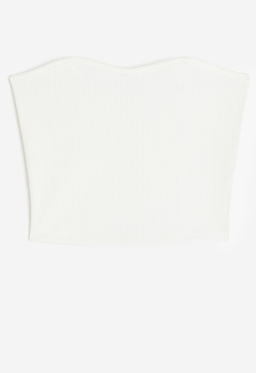 H&M - Ribbed bandeau top - white