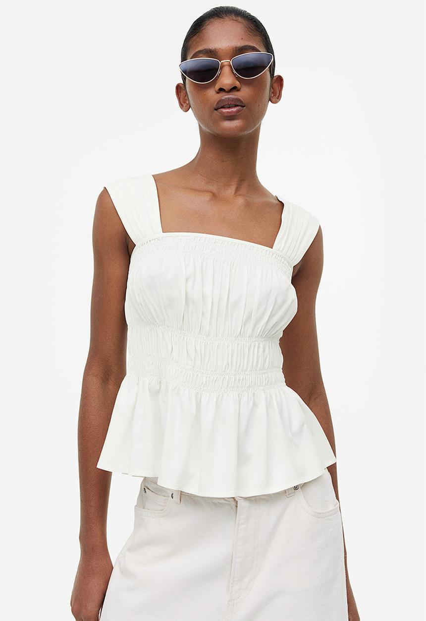 H&M - Smocked top - white