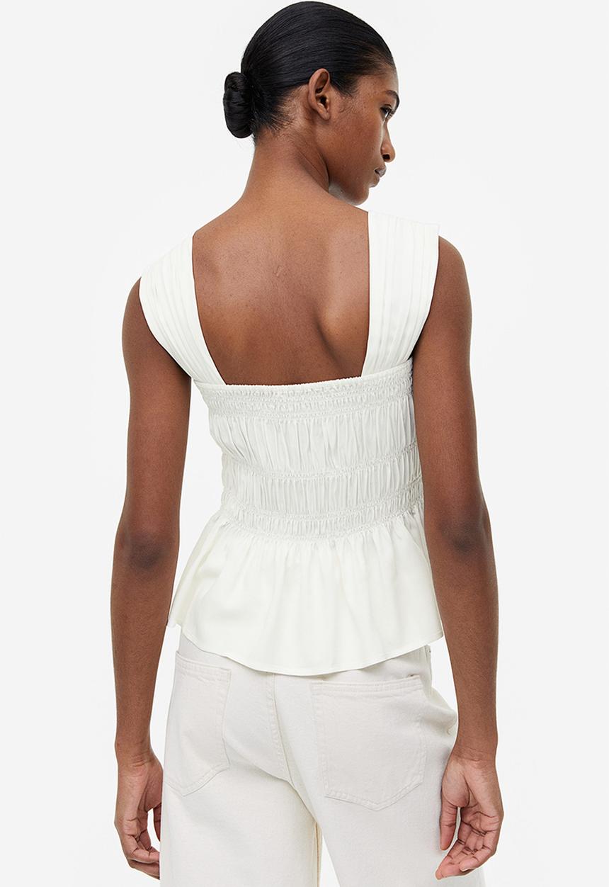 H&M - Smocked top - white