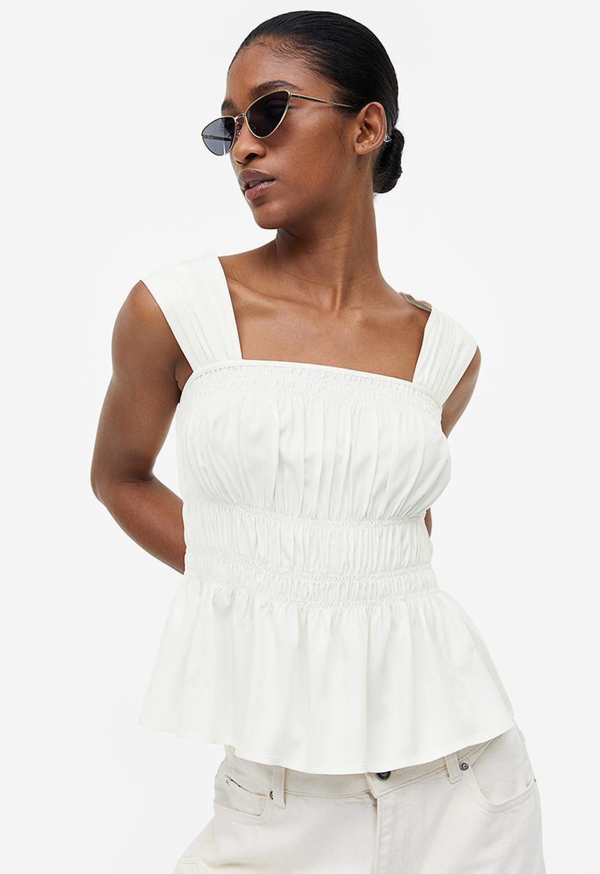 H&M - Smocked top - white