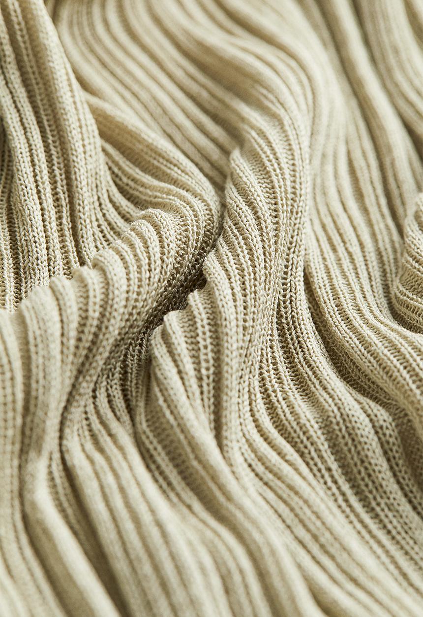 H&M - Sheer rib-knit turtleneck top - beige
