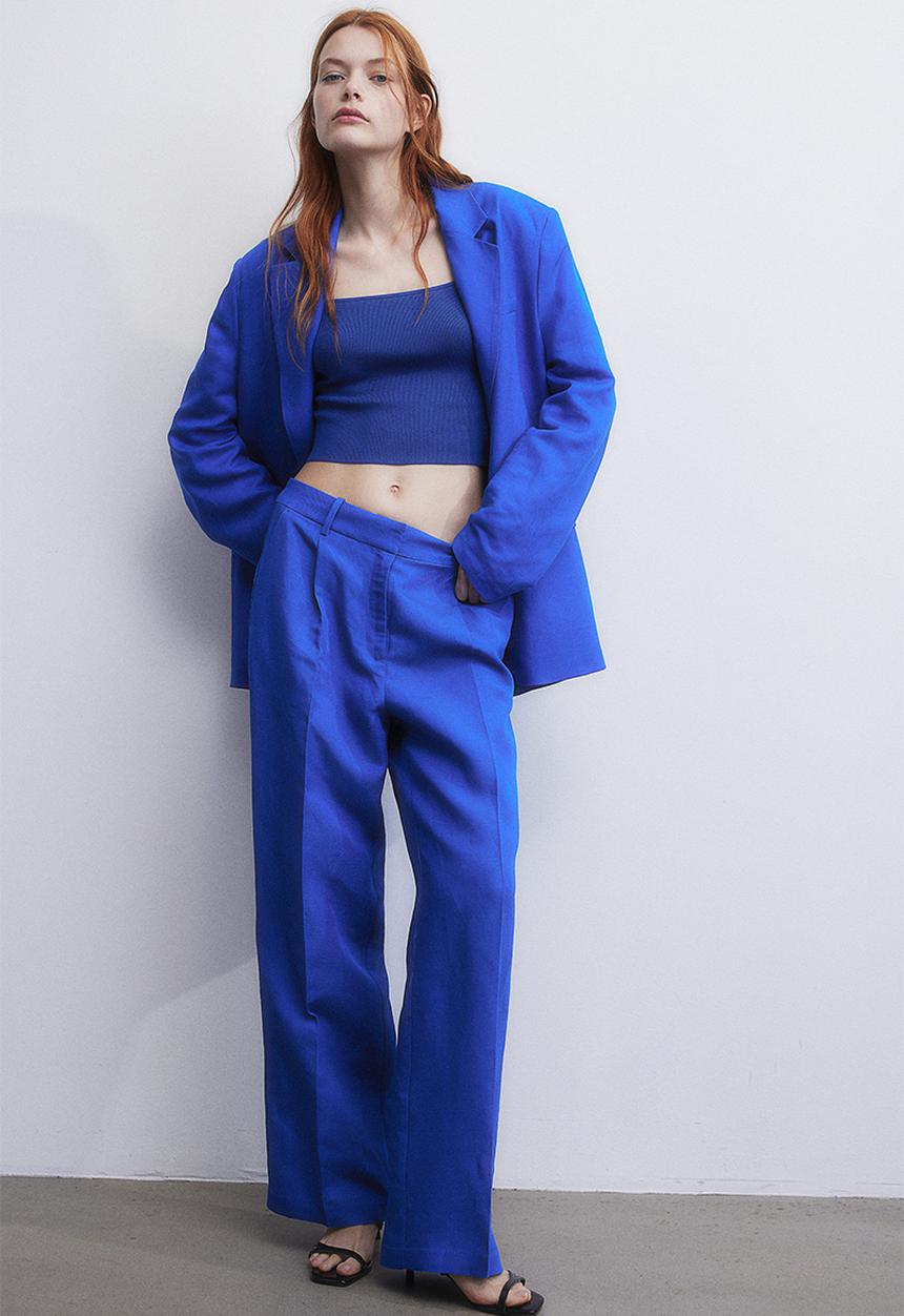 H&M - Square-neck cropped top - blue