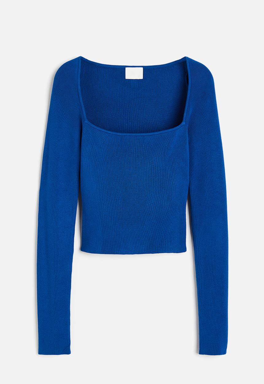 H&M - Square-neck cropped top - blue