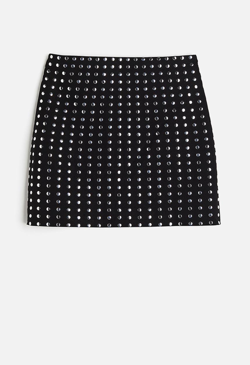 H&M - Studded mini skirt - black, multi
