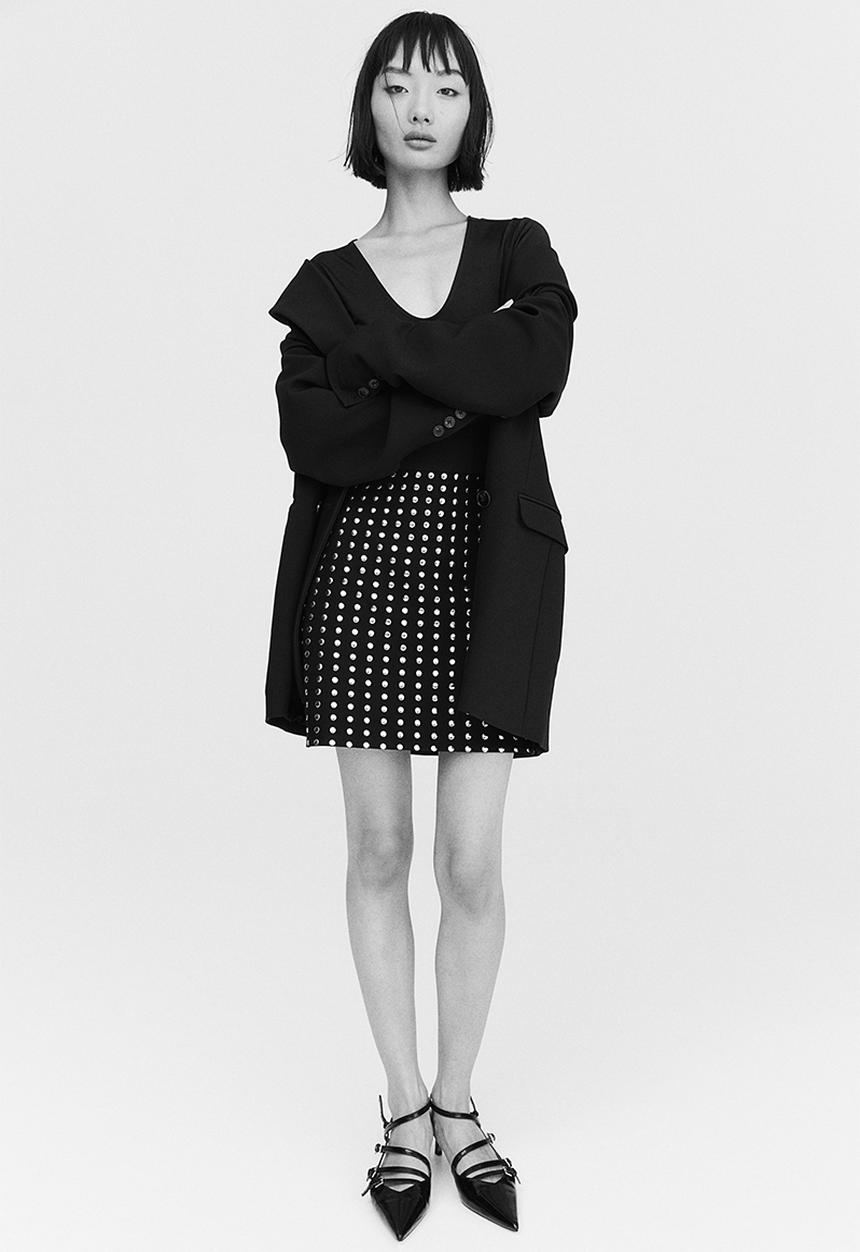 H&M - Studded mini skirt - black, multi