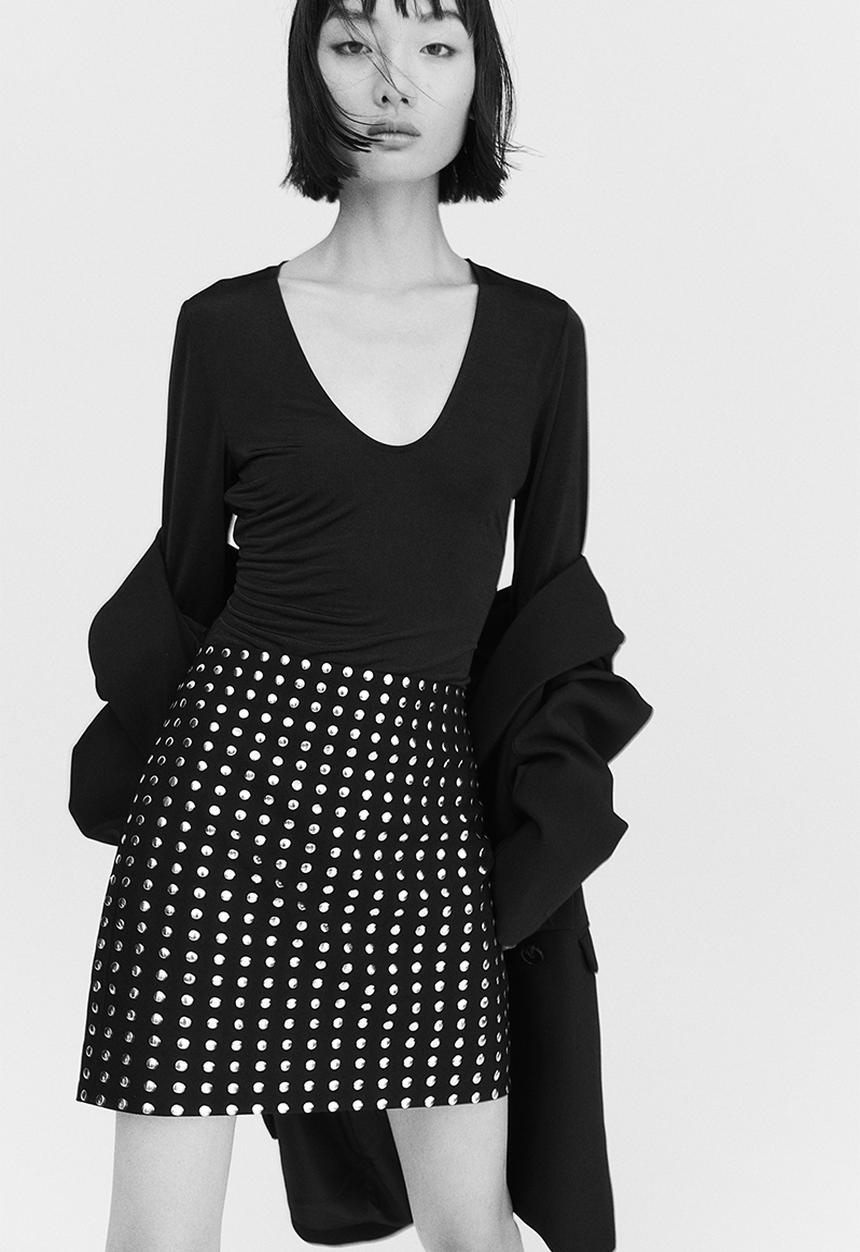 H&M - Studded mini skirt - black, multi