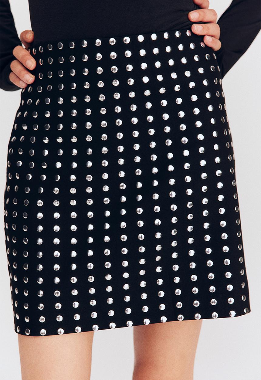 H&M - Studded mini skirt - black, multi