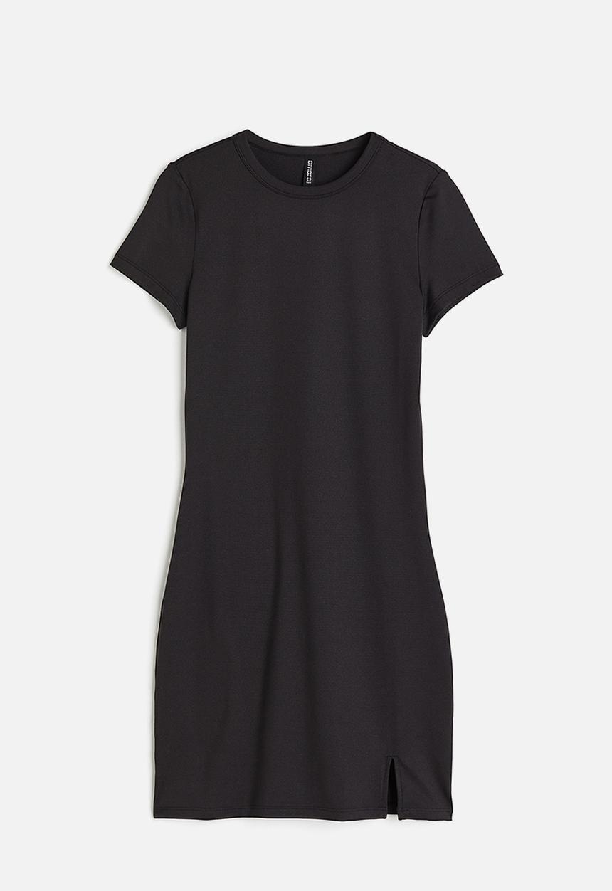 H&M - Slit-hem bodycon dress - black