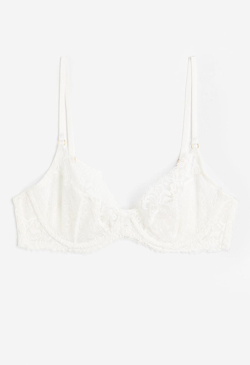H&M - Non-padded underwired lace bra - white