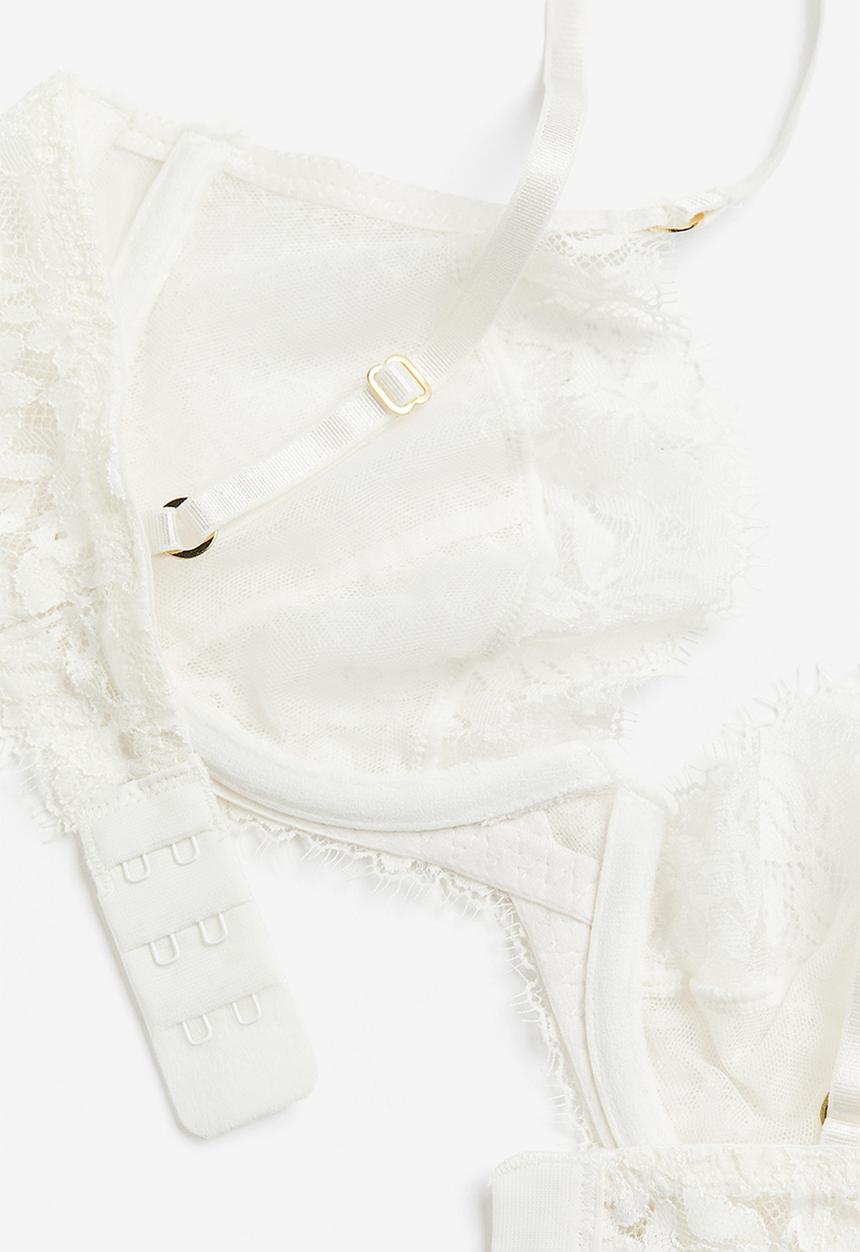 H&M - Non-padded underwired lace bra - white