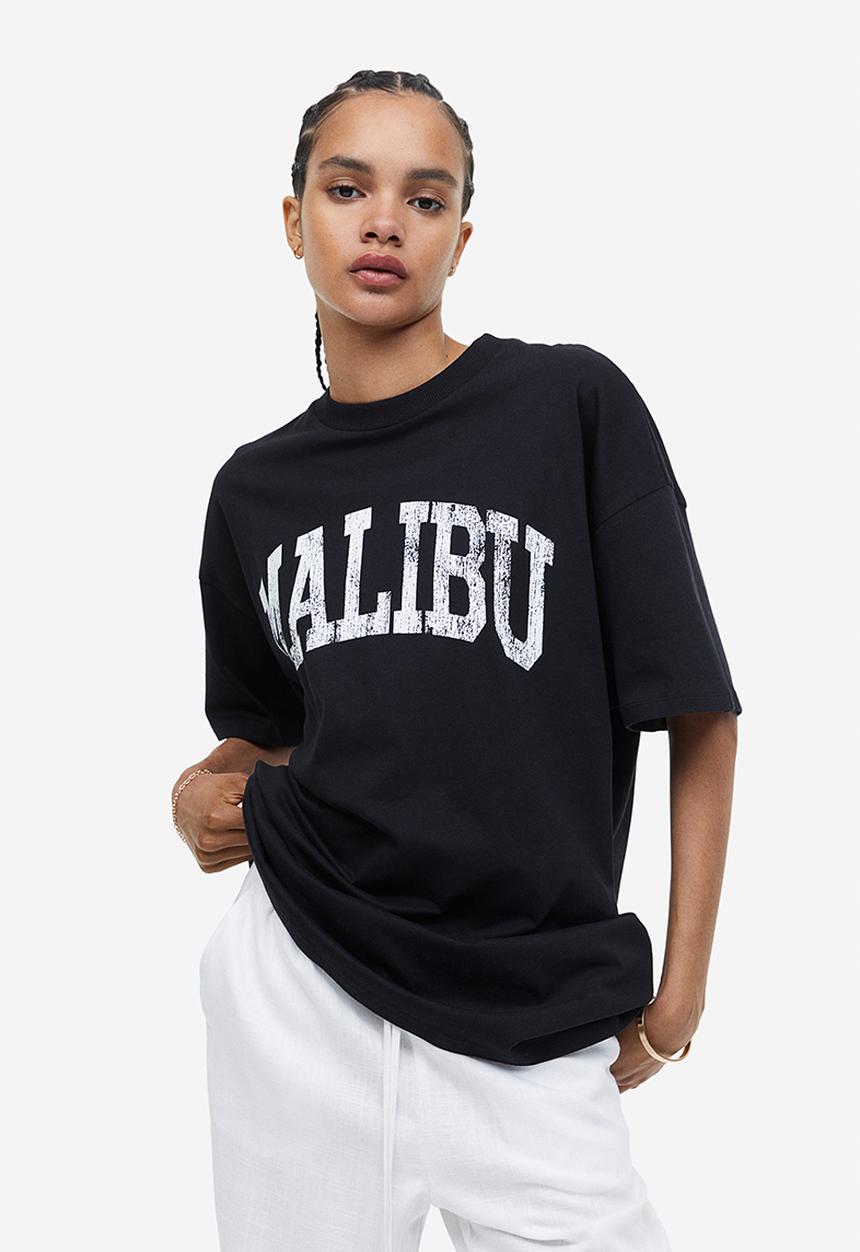 H&M - Oversized printed T-shirt - black malibu 