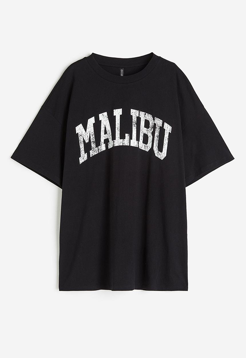 H&M - Oversized printed T-shirt - black malibu 