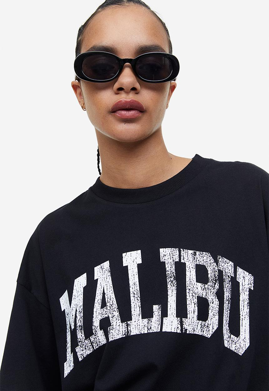 H&M - Oversized printed T-shirt - black malibu 