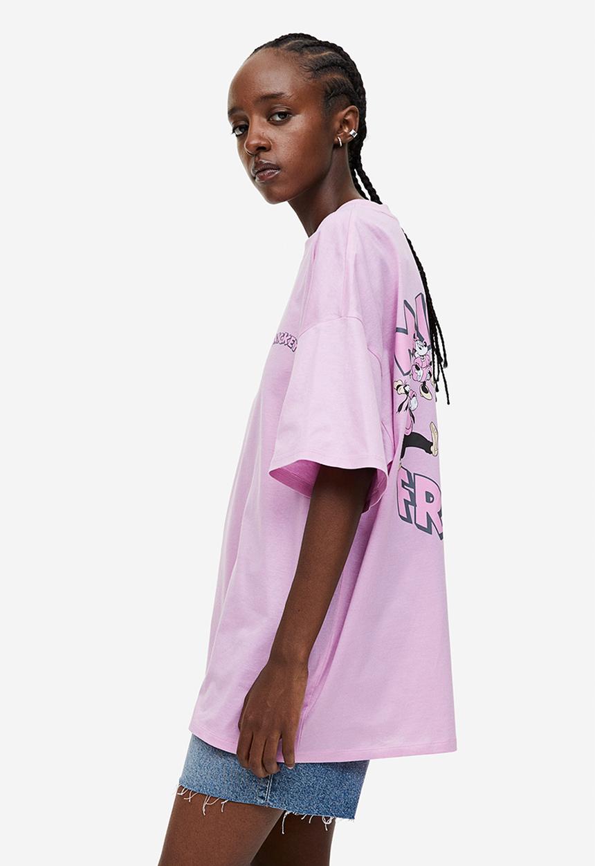 H&M - Oversized printed T-shirt - light pink mickey mouse