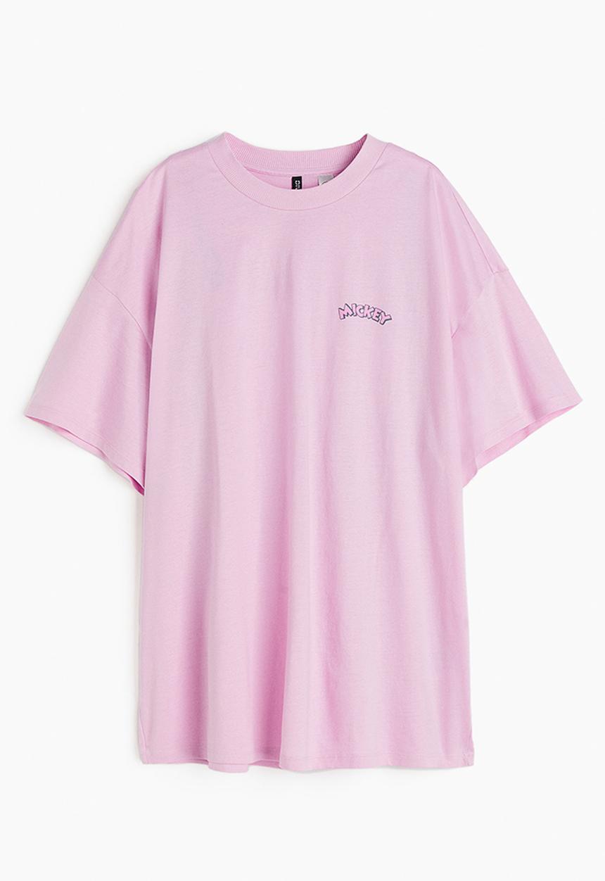 H&M - Oversized printed T-shirt - light pink mickey mouse