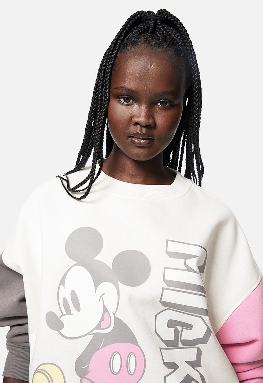 H&M - Oversized printed sweatshirt - cream mickey mouse