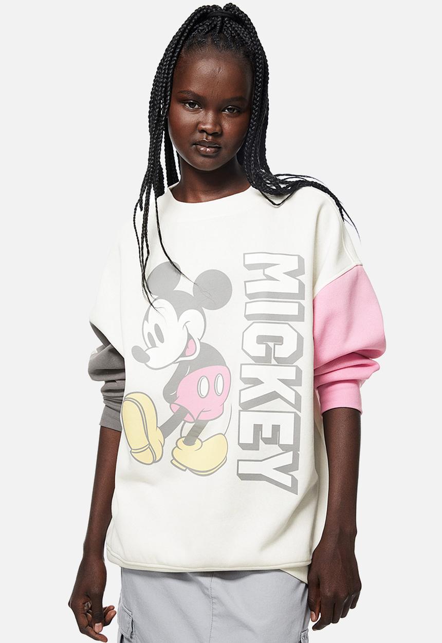 H&M - Oversized printed sweatshirt - cream mickey mouse