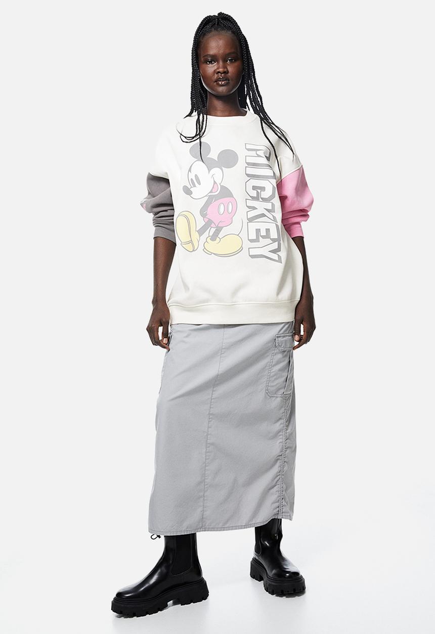 H&M - Oversized printed sweatshirt - cream mickey mouse